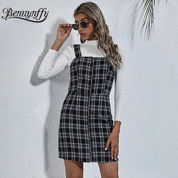 casual dresses benuynffy 2021 autumn winter women vintage plaid strap dress elegant zipper front sleeveless office ladies mini, Black;gray
casual dresses benuynffy 2021 autumn winter women vintage plaid strap dress elegant zipper front sleeveless office ladies mini, Black;gray