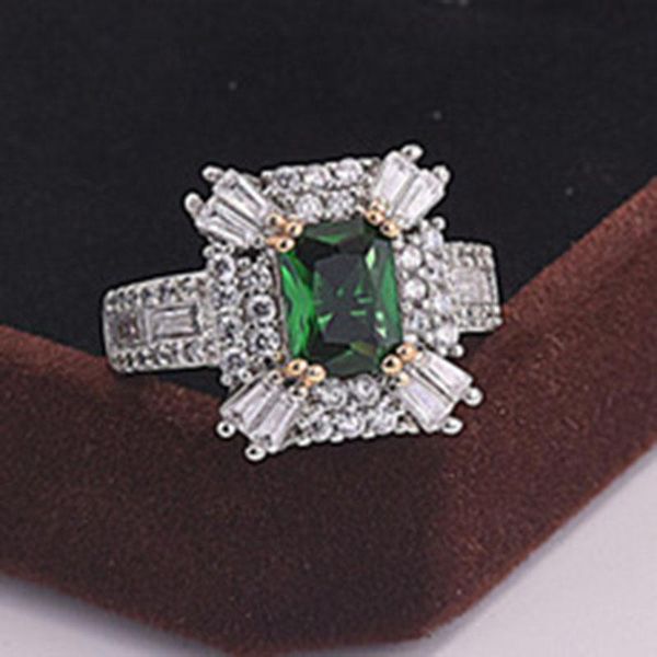 wedding rings classic square double layer green cubic zircon crystal for bride women's party engagement jewelry, Slivery;golden
wedding rings classic square double layer green cubic zircon crystal for bride women's party engagement jewelry, Slivery;golden