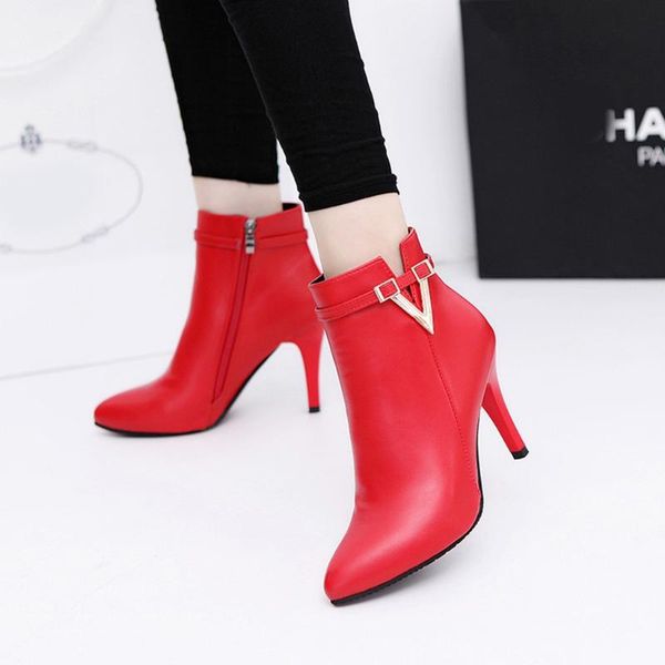 boots women pointed metal decoration ankle fashion stiletto high heel buckle strap shoes woman casual nice leather short, Black
boots women pointed metal decoration ankle fashion stiletto high heel buckle strap shoes woman casual nice leather short, Black