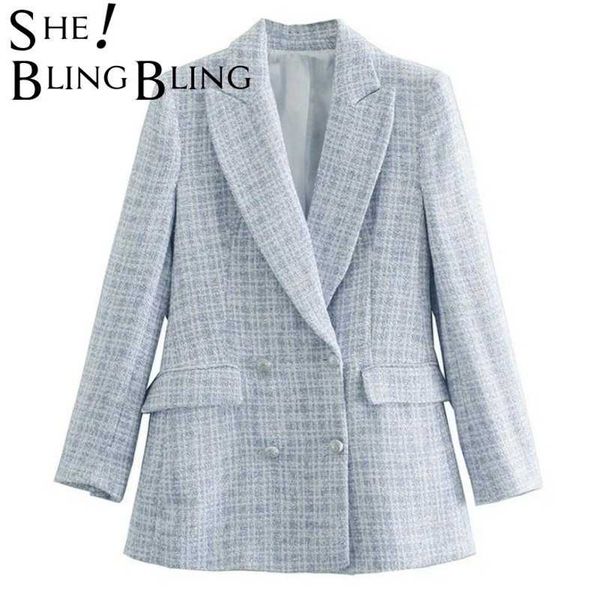 sheblingbling za light blue women chic double breasted blazers coat female outerwear office lady jacket plaid suit workwear 211104, White;black
sheblingbling za light blue women chic double breasted blazers coat female outerwear office lady jacket plaid suit workwear 211104, White;black