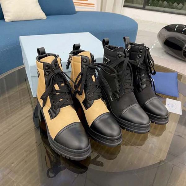 designer boots women heel ankle boot martin chaelsea booties leather and nylon fabric lacing two materials triangular logo tyre raised soles, Black
designer boots women heel ankle boot martin chaelsea booties leather and nylon fabric lacing two materials triangular logo tyre raised soles, Black
