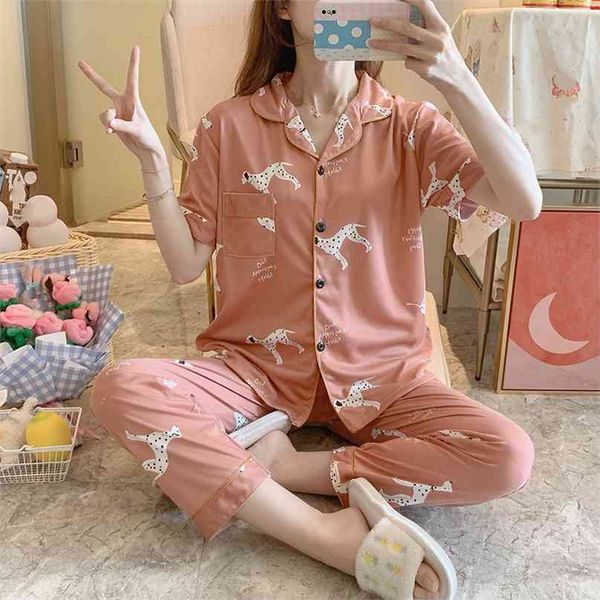sale women home wear spring summer short sleeved women pajamas set long pant pyjamas sets cotton leisure sleepwear set 210924, Black;red
sale women home wear spring summer short sleeved women pajamas set long pant pyjamas sets cotton leisure sleepwear set 210924, Black;red