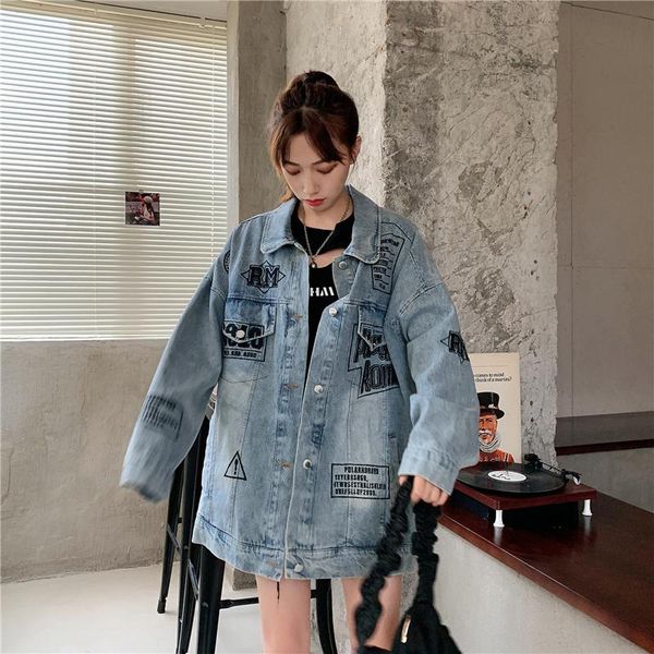 women's jackets denim jacket autumn dress 2021 personalized fashion embroidered letters make old washed retro, Black;brown
women's jackets denim jacket autumn dress 2021 personalized fashion embroidered letters make old washed retro, Black;brown