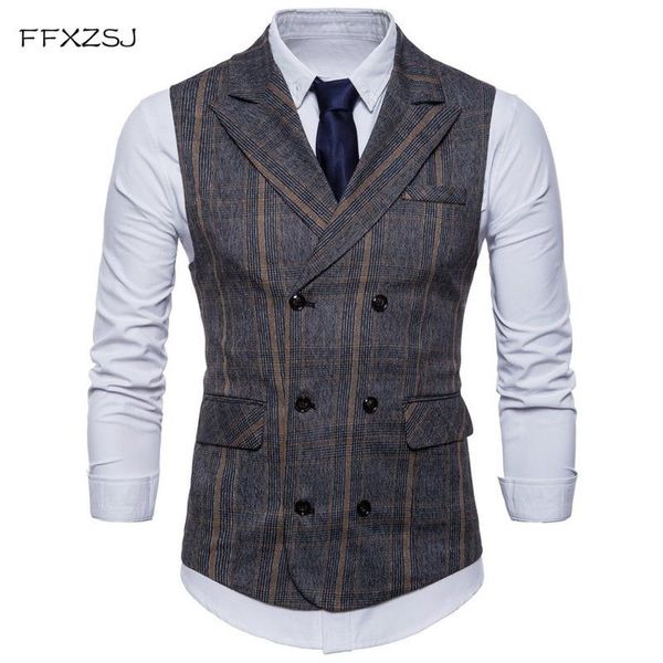 men's vests ffxzsj brand striped men doouble breasted wedding suit fit sleeveless business no shirts dress autumn, Black;white
men's vests ffxzsj brand striped men doouble breasted wedding suit fit sleeveless business no shirts dress autumn, Black;white