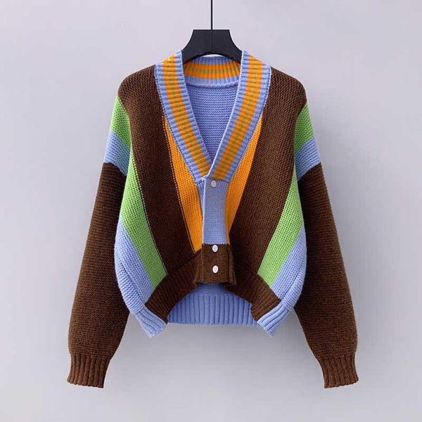 women's knits & tees long sleeve woman sweater knitted cardigan hit color v collar loose wild casual style 2021 winter autumn korean fa, White
women's knits & tees long sleeve woman sweater knitted cardigan hit color v collar loose wild casual style 2021 winter autumn korean fa, White