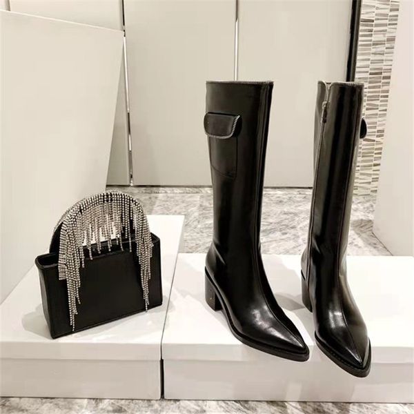 ladies riding boots 2022 european and american style pointed zipper but knee boots slimming thick heel fashion designer women's shoes, Black
ladies riding boots 2022 european and american style pointed zipper but knee boots slimming thick heel fashion designer women's shoes, Black