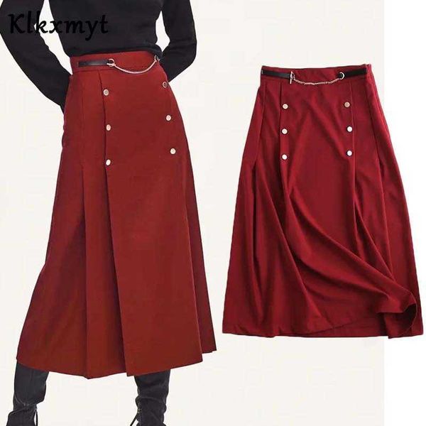 klkxmyt za skirt women faldas mujer moda england style fashion chain double breasted vintage high waist long skirts womens 210527, Black
klkxmyt za skirt women faldas mujer moda england style fashion chain double breasted vintage high waist long skirts womens 210527, Black