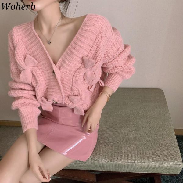 women's knits & tees woherb bow patch pink knit cardigan women korean long sleeve crop sweater fall fashion all-match coats chic pull, White
women's knits & tees woherb bow patch pink knit cardigan women korean long sleeve crop sweater fall fashion all-match coats chic pull, White