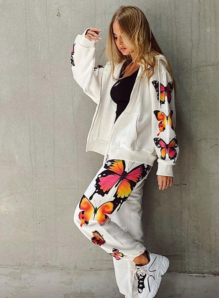women sport set tracksuit butterfly printed 2 pieces sport suit set butterfly print long sleeve zip hooded pants white black, Gray
women sport set tracksuit butterfly printed 2 pieces sport suit set butterfly print long sleeve zip hooded pants white black, Gray