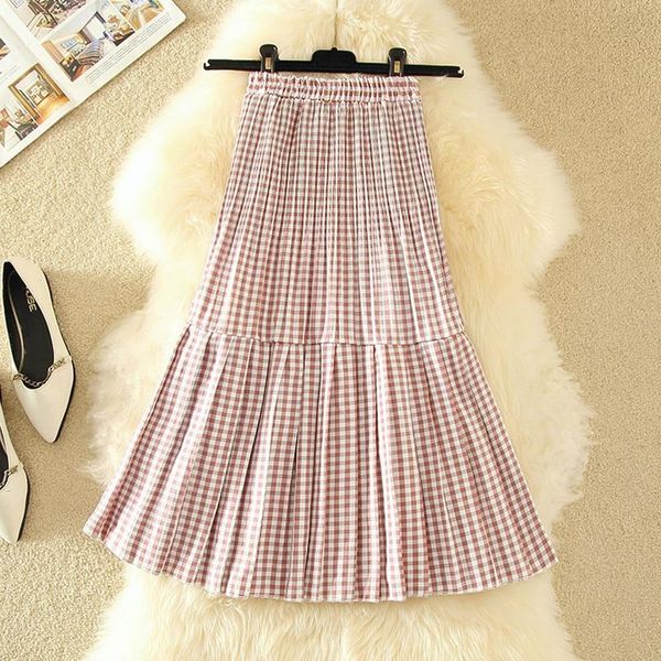 skirts casual mid-calf skirt women korean summer plaid loose pleated a-line empire waist lady female polyester, Black
skirts casual mid-calf skirt women korean summer plaid loose pleated a-line empire waist lady female polyester, Black