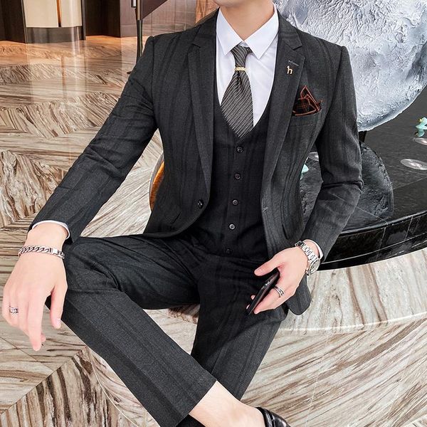 men's suits & blazers (jacket+vest+pant) 2021 fashion boutique striped slim business casual suit 3pcs set groom wedding dress tuxedo 4x, White;black
men's suits & blazers (jacket+vest+pant) 2021 fashion boutique striped slim business casual suit 3pcs set groom wedding dress tuxedo 4x, White;black