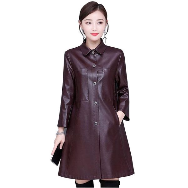 women's leather & faux 2021 fashion sheepskin coat women spring autumn solid color long trench female plus size 5xl outerwear 3321, Black
women's leather & faux 2021 fashion sheepskin coat women spring autumn solid color long trench female plus size 5xl outerwear 3321, Black
