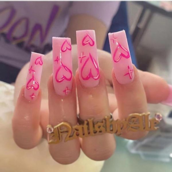 false nails fake heart pattern full cover diy glue press on nail supplies for professionals, Red;gold
false nails fake heart pattern full cover diy glue press on nail supplies for professionals, Red;gold