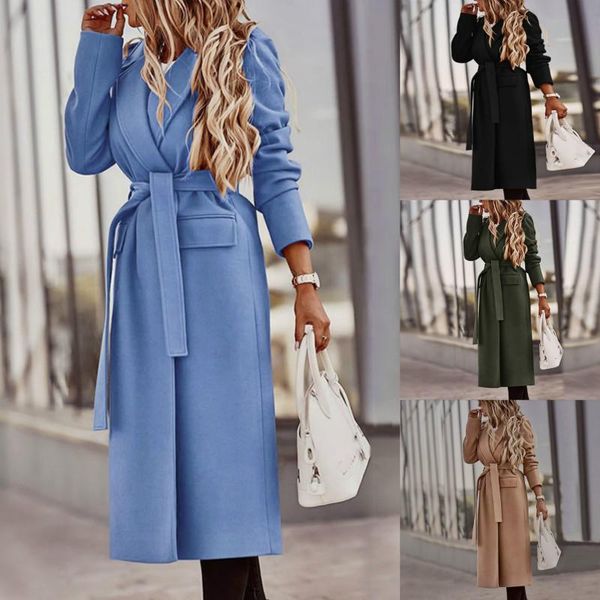 women winter long coats wool cardigan casual elegnat warm fashion solid bandage pocket overcoats ladies turn-collar vintage coat, Black
women winter long coats wool cardigan casual elegnat warm fashion solid bandage pocket overcoats ladies turn-collar vintage coat, Black