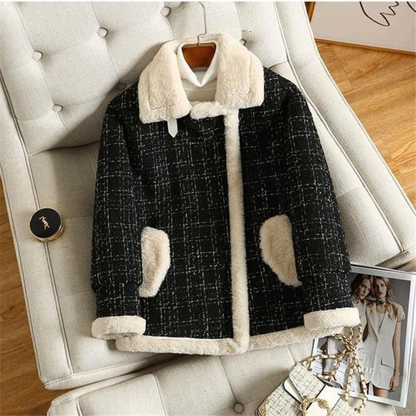 women's wool & blends plaid short velvet jacket, thick coat, loose clothes, casual winter novelty, Black
women's wool & blends plaid short velvet jacket, thick coat, loose clothes, casual winter novelty, Black