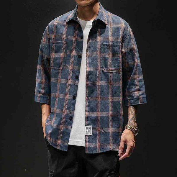 men's casual shirts summer style three quarter sleeve shirt plaid design social dress abz402 od88, White;black
men's casual shirts summer style three quarter sleeve shirt plaid design social dress abz402 od88, White;black