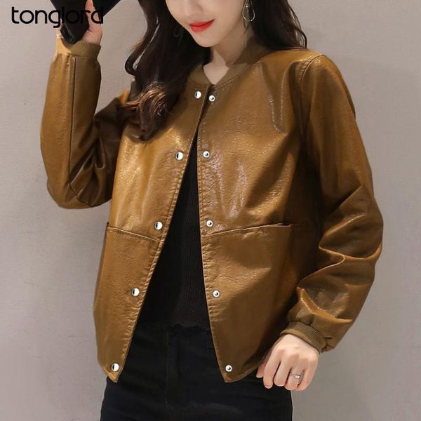 women's jackets korea plus size 3xl pu leather women long sleeve baseball jacket female solid single breasted casual faux coats, Black;brown
women's jackets korea plus size 3xl pu leather women long sleeve baseball jacket female solid single breasted casual faux coats, Black;brown