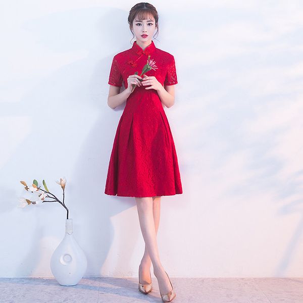 women elegant collar banquet gown exquisite chinese bridal es sweet lace short evening party dress kxt5, Blue;red
women elegant collar banquet gown exquisite chinese bridal es sweet lace short evening party dress kxt5, Blue;red