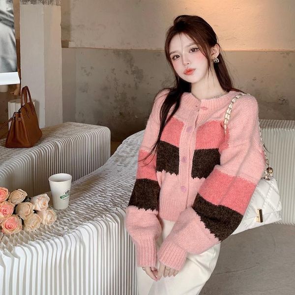women's knits & tees lovely lady sweet pink cardigan sweater autumn women striped single breasted kawaii knit elegant sweaters korean f, White
women's knits & tees lovely lady sweet pink cardigan sweater autumn women striped single breasted kawaii knit elegant sweaters korean f, White