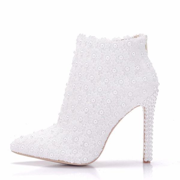 large white lace wedding sho boots thin heel pointed single spring and autumn winter, Black
large white lace wedding sho boots thin heel pointed single spring and autumn winter, Black