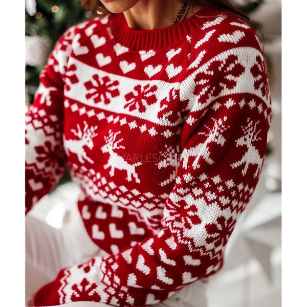 women's sweaters xmas heart deer snowflake cartoon knit red white christmas for women, White;black
women's sweaters xmas heart deer snowflake cartoon knit red white christmas for women, White;black