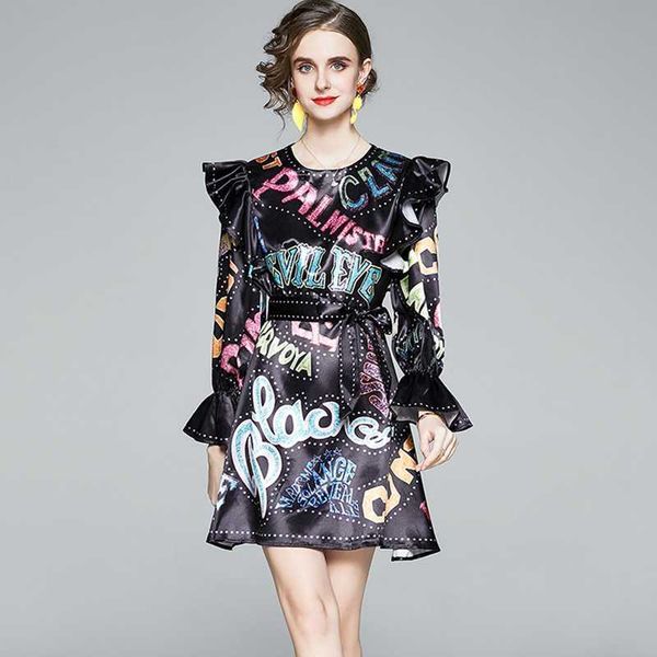 spring autumn runway fashion letter graffiti print dress women flare sleeve ruffles belt lace-up holiday ladies mini 210529, Black;gray
spring autumn runway fashion letter graffiti print dress women flare sleeve ruffles belt lace-up holiday ladies mini 210529, Black;gray