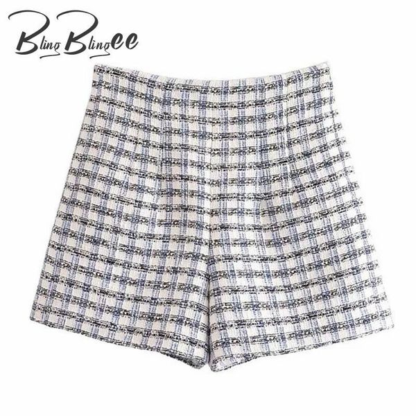 women's shorts blingblingee checked summer autumn woolen side zipper high waist woman casual straight plaid female 2021, White;black
women's shorts blingblingee checked summer autumn woolen side zipper high waist woman casual straight plaid female 2021, White;black