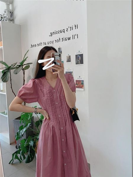 casual dresses korean-style chic taro purple linen dress 2021 puff sleeve heavy industry press plait was thin loose women, Black;gray
casual dresses korean-style chic taro purple linen dress 2021 puff sleeve heavy industry press plait was thin loose women, Black;gray