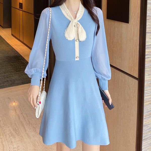 casual dresses autumn bow collar contrast stitching knitted mini dress korean fashion slim long sleeve party vintage robe 2021 vestidos, Black;gray
casual dresses autumn bow collar contrast stitching knitted mini dress korean fashion slim long sleeve party vintage robe 2021 vestidos, Black;gray