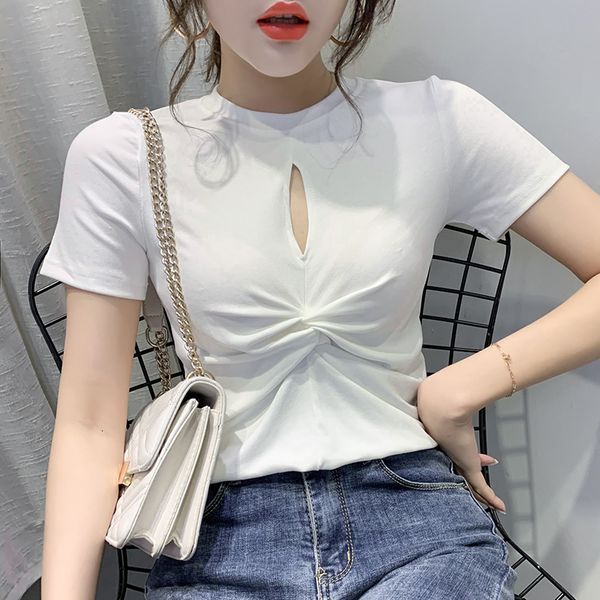 2021 summer korean style t-shirt solid hollow out o-neck drape women short sleeve ropa mujer casual cotton tees new t08213l 6fge, White
2021 summer korean style t-shirt solid hollow out o-neck drape women short sleeve ropa mujer casual cotton tees new t08213l 6fge, White