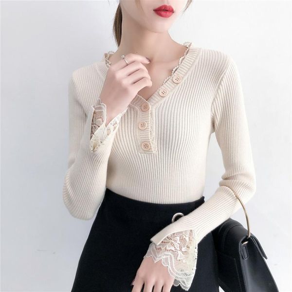 women's sweaters v-neck sweater women spring autumn slim knitted pullover female long sleeve lacce patchwork jumper, White;black
women's sweaters v-neck sweater women spring autumn slim knitted pullover female long sleeve lacce patchwork jumper, White;black