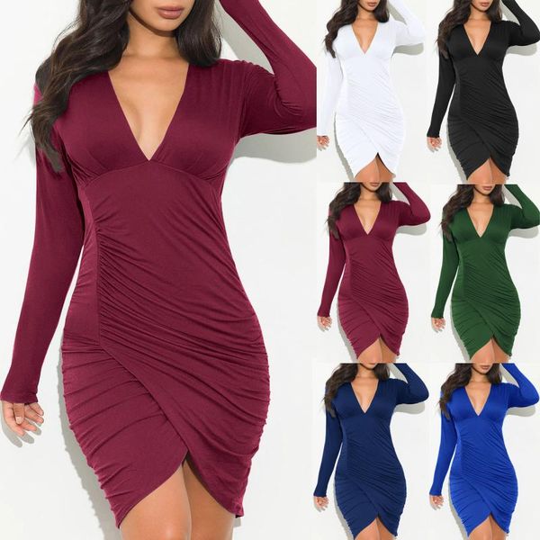 casual dresses women fashion v-neck fold slim irregular dress long sleeve solid color womens clothing vestido de mujer, Black;gray
casual dresses women fashion v-neck fold slim irregular dress long sleeve solid color womens clothing vestido de mujer, Black;gray