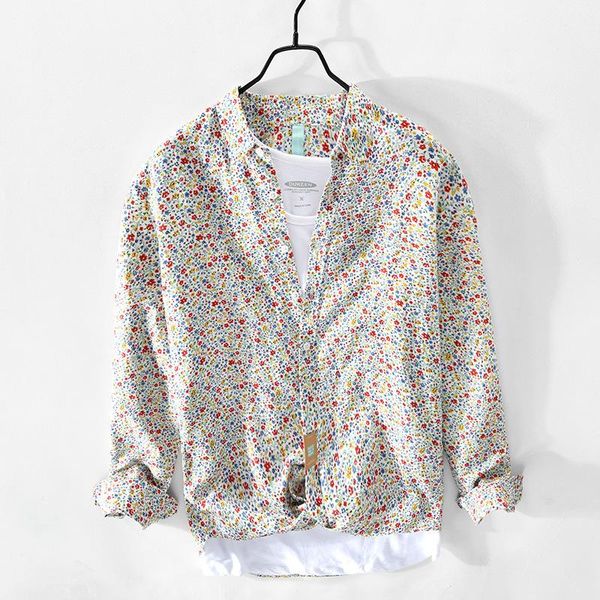men's casual shirts z913 spring summer men floral printing trend refreshing linen long sleeve lapel thin coats youth student male, White;black
men's casual shirts z913 spring summer men floral printing trend refreshing linen long sleeve lapel thin coats youth student male, White;black
