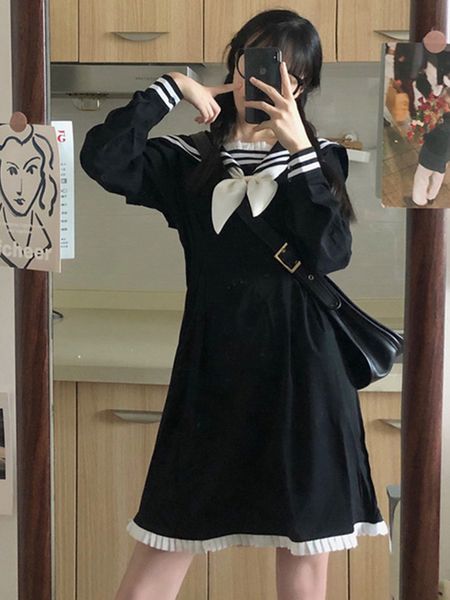 autumn dresses 2021new feminine university style japanese sailor collar black fried street dress niche design kawaii kxe0, Black;gray
autumn dresses 2021new feminine university style japanese sailor collar black fried street dress niche design kawaii kxe0, Black;gray