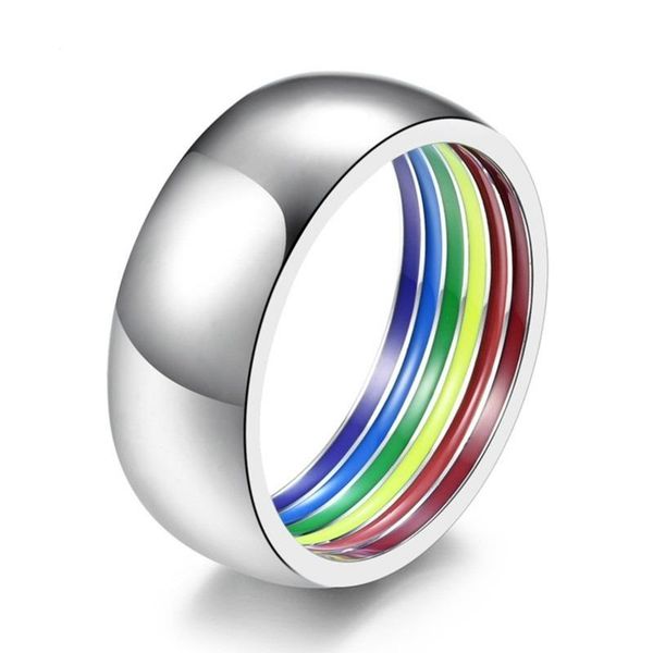 cluster rings e-commerce source rainbow flag titanium steel ring outer arc inner dripping glue gay lala pattern, Golden;silver
cluster rings e-commerce source rainbow flag titanium steel ring outer arc inner dripping glue gay lala pattern, Golden;silver