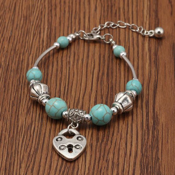 heart-shaped lock pendant tibetan silver turquoise charm bracelets dymtqb019 fashion gift national style women men's diy bracelet, Golden;silver
heart-shaped lock pendant tibetan silver turquoise charm bracelets dymtqb019 fashion gift national style women men's diy bracelet, Golden;silver