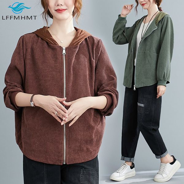 2021 women spring fall new fashion solid color vintage corduroy coats large size long sleeve casual hooded jackets knop, Black;brown
2021 women spring fall new fashion solid color vintage corduroy coats large size long sleeve casual hooded jackets knop, Black;brown