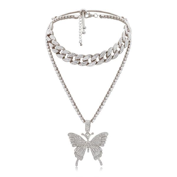 chains fashion jewelry hip hop full diamond cuban buckle necklace simple double layers butterfly for women chain choker, Silver
chains fashion jewelry hip hop full diamond cuban buckle necklace simple double layers butterfly for women chain choker, Silver