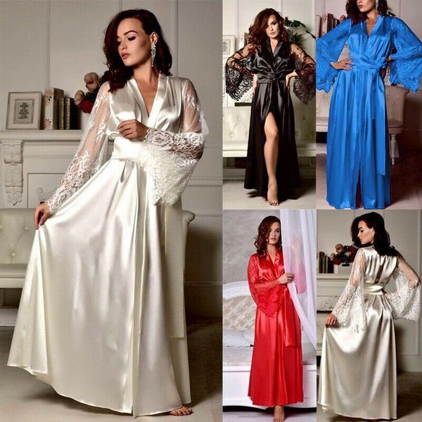 women's sleepwear ladies nightdress silk satin lace sleeve lingerie girl pajama kimono long robe with thong v-neck lightweight gown, Black;red
women's sleepwear ladies nightdress silk satin lace sleeve lingerie girl pajama kimono long robe with thong v-neck lightweight gown, Black;red