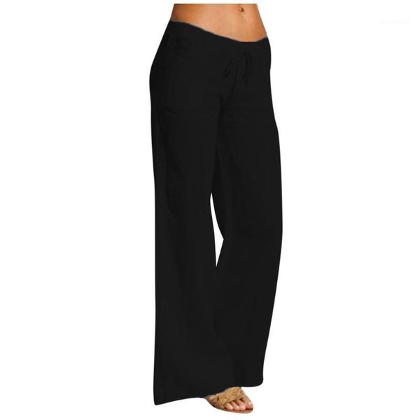 women's pants & capris 2021 fashion woman casual solid color cotton linen elastic waist drawstring long wide leg femme pantalon, Black;white
women's pants & capris 2021 fashion woman casual solid color cotton linen elastic waist drawstring long wide leg femme pantalon, Black;white