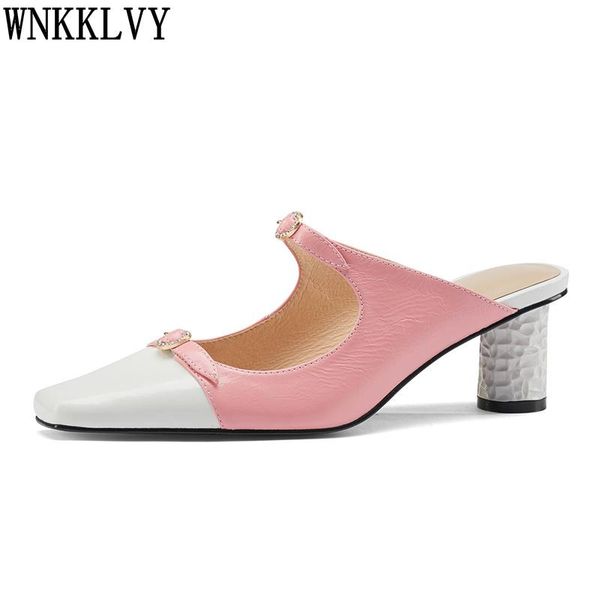 runway square toe mixed color slippers women crystal buckle chunky high heel sandals summer party dress shoes lazyman mules 2021, Black
runway square toe mixed color slippers women crystal buckle chunky high heel sandals summer party dress shoes lazyman mules 2021, Black