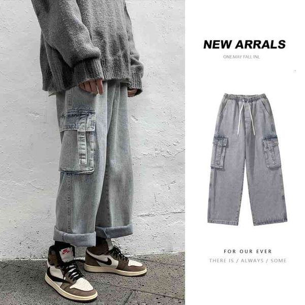men's jeans wide-leg fashion retro casual multi-pocket drawstring men streetwear loose hip-hop straight denim pants mens upxm, Blue
men's jeans wide-leg fashion retro casual multi-pocket drawstring men streetwear loose hip-hop straight denim pants mens upxm, Blue