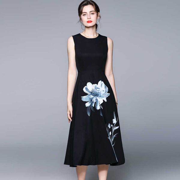 women summer designer elegant flowers sleeveless o neck slim casual party robe female vintage black tank dress vestidos 210525, Black;gray
women summer designer elegant flowers sleeveless o neck slim casual party robe female vintage black tank dress vestidos 210525, Black;gray