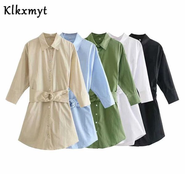 klkxmyt za summer dress women poplin shirt with belt mini three quarter sleeve female party vestidos 210527, Black;gray
klkxmyt za summer dress women poplin shirt with belt mini three quarter sleeve female party vestidos 210527, Black;gray