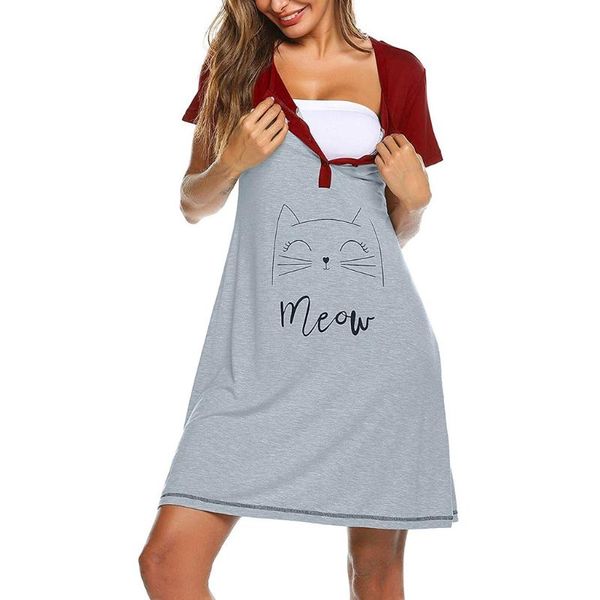 cute cat print dress women maternity short sleeve v-nexk nursing nightdress breastfeeding loose dress vestidos de mujer casual, White
cute cat print dress women maternity short sleeve v-nexk nursing nightdress breastfeeding loose dress vestidos de mujer casual, White