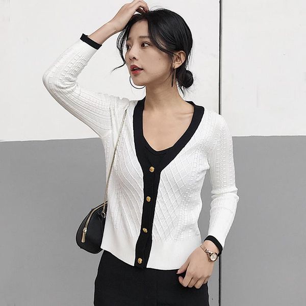 women's sweaters women slim college style spring autumn v-neck short knit cardigan long-sleeved plaid sweater runway brand vintage, White;black
women's sweaters women slim college style spring autumn v-neck short knit cardigan long-sleeved plaid sweater runway brand vintage, White;black