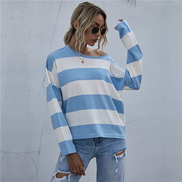 2021 basic jumper striped autumn winter casual knitted pullovers sweater for women new fashion n1j2, White;black
2021 basic jumper striped autumn winter casual knitted pullovers sweater for women new fashion n1j2, White;black