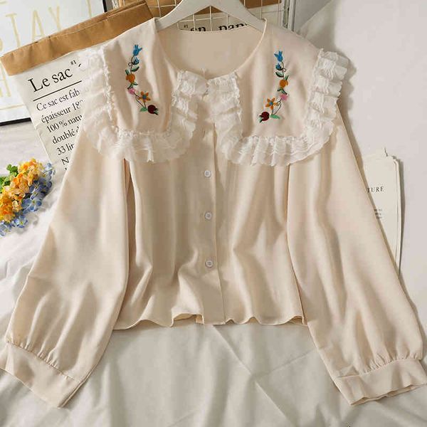 vintage blouses women mesh patchwork fungus floral embroidery peter pan collar long sleeve shirt female outwear elegant, White
vintage blouses women mesh patchwork fungus floral embroidery peter pan collar long sleeve shirt female outwear elegant, White