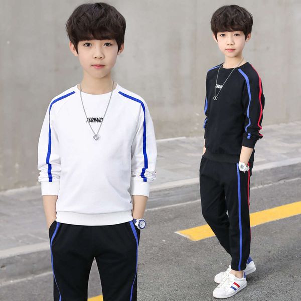 new autumn spring and middle school boys' korean long sleeve clothes children's sports two piece suit fashion, White
new autumn spring and middle school boys' korean long sleeve clothes children's sports two piece suit fashion, White