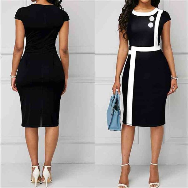 round neck white button womens dresses stitching contrast color slim mid length black pencil short sleeved hip dress, Black;gray
round neck white button womens dresses stitching contrast color slim mid length black pencil short sleeved hip dress, Black;gray